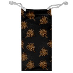 Roses Pattern Black Jewelry Bag by brightlightarts