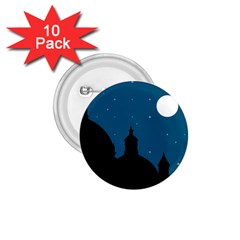 Silhouette Night Scene Cityscape Illustration 1 75  Buttons (10 Pack) by dflcprintsclothing