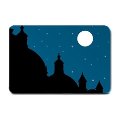 Silhouette Night Scene Cityscape Illustration Small Doormat  by dflcprintsclothing