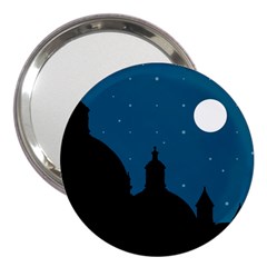 Silhouette Night Scene Cityscape Illustration 3  Handbag Mirrors by dflcprintsclothing