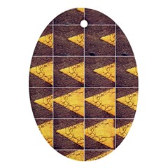 Yellow, Traffic, Cone, Arrow, Cracks, Asphalt  Ornament (oval) by ScottFreeArt