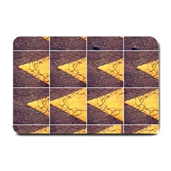 Yellow, Traffic, Cone, Arrow, Cracks, Asphalt  Small Doormat 