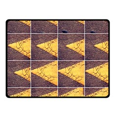 Yellow, Traffic, Cone, Arrow, Cracks, Asphalt  Double Sided Fleece Blanket (small) 