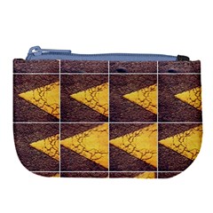 Yellow, Traffic, Cone, Arrow, Cracks, Asphalt  Large Coin Purse by ScottFreeArt