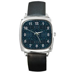 Fancy Stone Mosaic Print Pattern Square Metal Watch by dflcprintsclothing