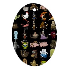 Glitch Glitchen Npc Animals And Characters Pattern Oval Ornament (two Sides)