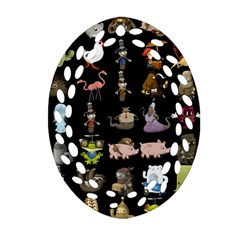 Glitch Glitchen Npc Animals And Characters Pattern Oval Filigree Ornament (two Sides) by WetdryvacsLair