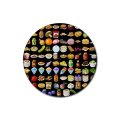 Glitch Glitchen Food Pattern Two Rubber Coaster (round)  by WetdryvacsLair