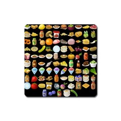 Glitch Glitchen Food Pattern Two Square Magnet