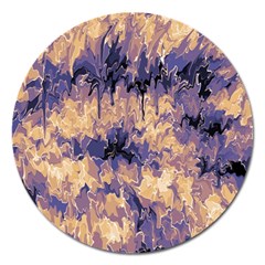 Yellow And Purple Abstract Magnet 5  (round) by Dazzleway