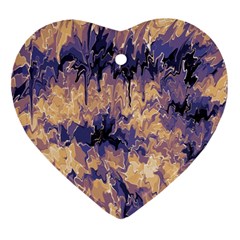 Yellow And Purple Abstract Heart Ornament (two Sides)