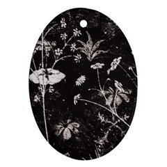 Dark Floral Artwork Oval Ornament (two Sides)