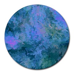 Lilac And Green Abstract Round Mousepads by Dazzleway