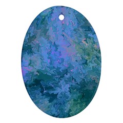 Lilac And Green Abstract Oval Ornament (two Sides)