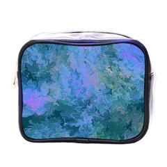 Lilac And Green Abstract Mini Toiletries Bag (one Side) by Dazzleway