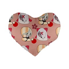 Chibi!chaggie Standard 16  Premium Flano Heart Shape Cushions by murosakiiro