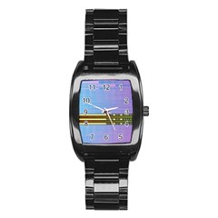 Glitched Vaporwave Hack The Planet Stainless Steel Barrel Watch by WetdryvacsLair