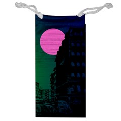 Vaporwave Old Moon Over Nyc Jewelry Bag by WetdryvacsLair