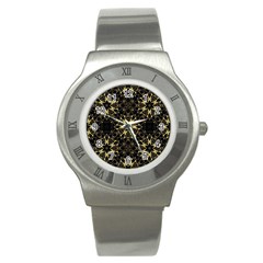 Black and gold pattern Stainless Steel Watch