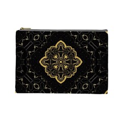 Ornate Black And Gold Cosmetic Bag (large)