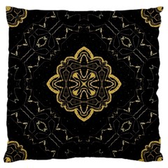 Ornate Black And Gold Large Cushion Case (one Side) by Dazzleway