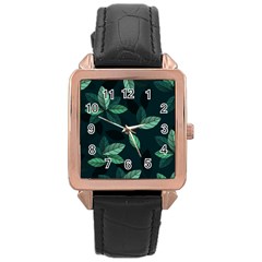 Foliage Rose Gold Leather Watch 