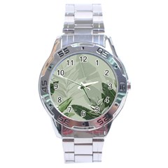 Banana Leaf Plant Pattern Stainless Steel Analogue Watch by Alisyart