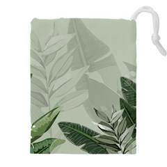 Banana Leaf Plant Pattern Drawstring Pouch (4xl) by Alisyart