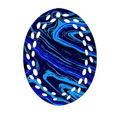 Blue Vivid Marble Pattern 16 Oval Filigree Ornament (two Sides) by goljakoff