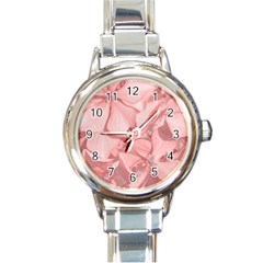 Coral Colored Hortensias Floral Photo Round Italian Charm Watch by dflcprintsclothing