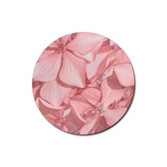 Coral Colored Hortensias Floral Photo Rubber Round Coaster (4 Pack)  by dflcprintsclothing