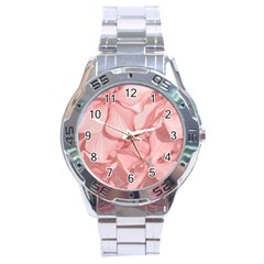 Coral Colored Hortensias Floral Photo Stainless Steel Analogue Watch by dflcprintsclothing