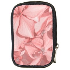 Coral Colored Hortensias Floral Photo Compact Camera Leather Case by dflcprintsclothing
