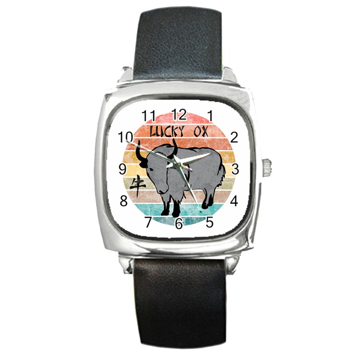 Chinese New Year ¨C Year of the Ox Square Metal Watch