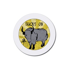 Chinese New Year ¨c Year Of The Ox Rubber Coaster (round)  by Valentinaart