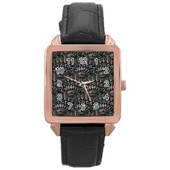 Stone Deco  Rose Gold Leather Watch 