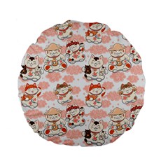 Menaki Cat Pattern Standard 15  Premium Flano Round Cushions