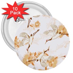 Birds And Flowers  3  Buttons (10 Pack)  by Sobalvarro