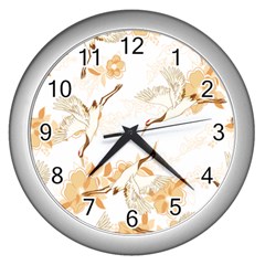 Birds And Flowers  Wall Clock (silver) by Sobalvarro