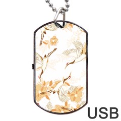 Birds And Flowers  Dog Tag Usb Flash (one Side) by Sobalvarro