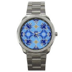 Blue Ornate Sport Metal Watch by Dazzleway