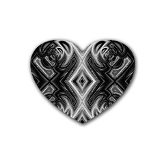 Black And White Rubber Coaster (heart)  by Dazzleway