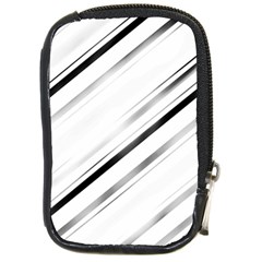 High Contrast Minimalist Black And White Modern Abstract Linear Geometric Style Design Compact Camera Leather Case by dflcprintsclothing