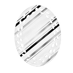 High Contrast Minimalist Black And White Modern Abstract Linear Geometric Style Design Oval Filigree Ornament (two Sides) by dflcprintsclothing
