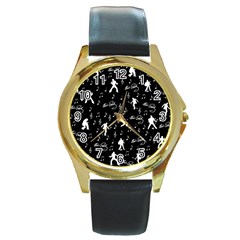 Elvis Round Gold Metal Watch by Valentinaart