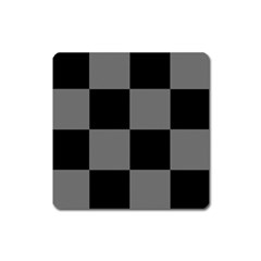 Black Gingham Check Pattern Square Magnet by yoursparklingshop