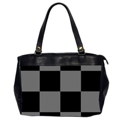 Black Gingham Check Pattern Oversize Office Handbag (2 Sides) by yoursparklingshop