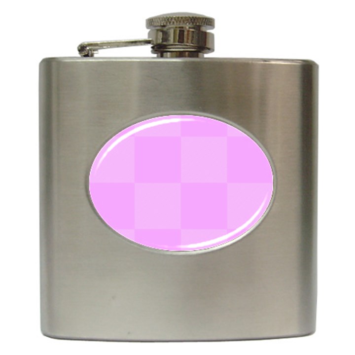 Pink Gingham Check Squares Hip Flask (6 oz)