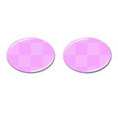 Pink Gingham Check Squares Cufflinks (oval) by yoursparklingshop