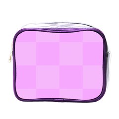 Pink Gingham Check Squares Mini Toiletries Bag (one Side) by yoursparklingshop